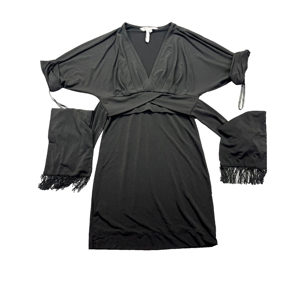 BCBGMAXAZRIA Black RAYON V-NECK DRESS Size XS